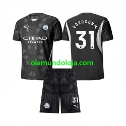Camisola Manchester City Ederson Moraes 31 Guarda-redes Criança Equipamento Quarto 2024-2025 Manga Curta